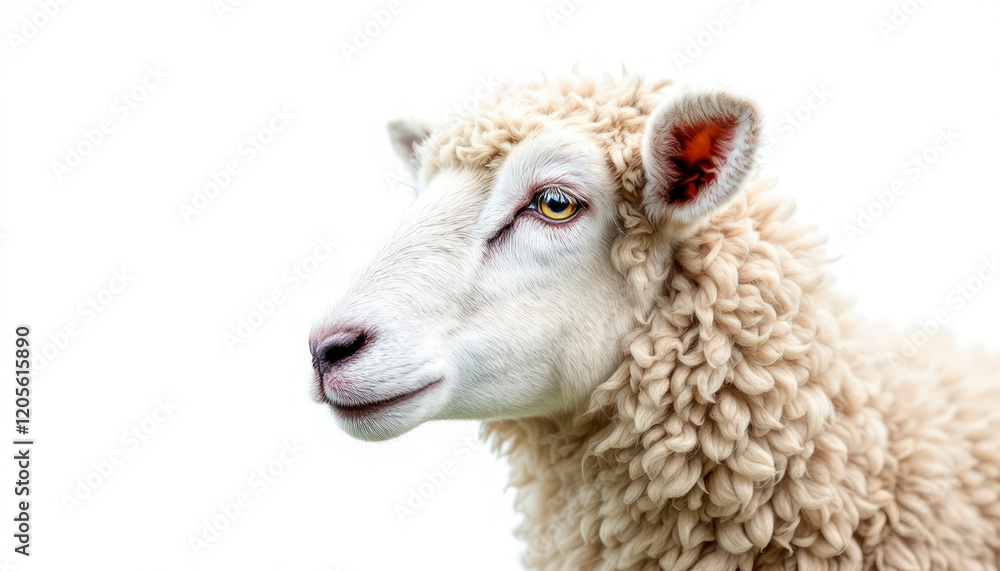 Adorable Fluffy Sheep Profile Closeup Photo Adorable Fluffy Sheep Profile Closeup Photo