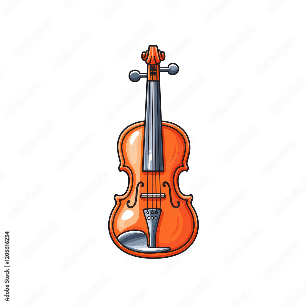 Fototapeta premium Kawaii Cartoon Violin Clipart for Musical Artwork Design