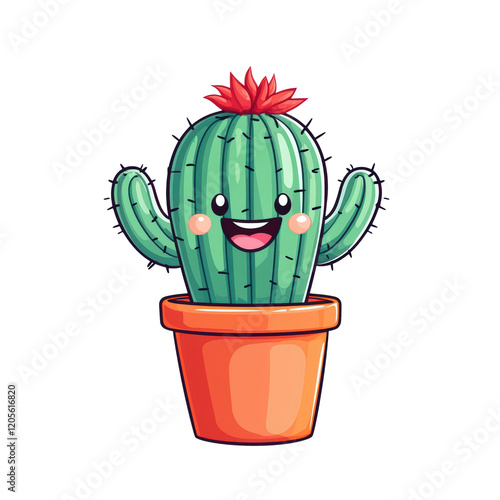 Wallpaper Mural Cute Smiling Cactus in Bright Pot Clipart Design Torontodigital.ca