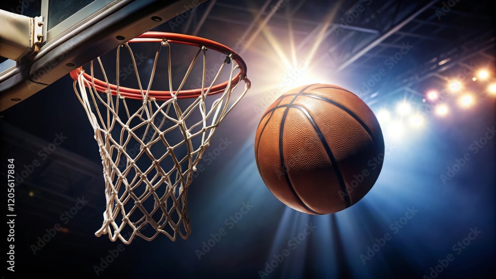 Dynamic Basketball Action Under Arena Lights Dynamic Basketball Action Under Arena Lights