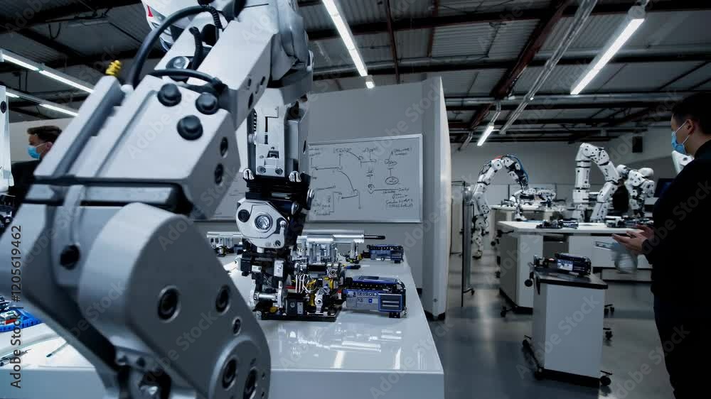 Advanced robotic technology showcased in a modern workspace with innovative design elements Advanced robotic technology showcased in a modern workspace with innovative design elements
