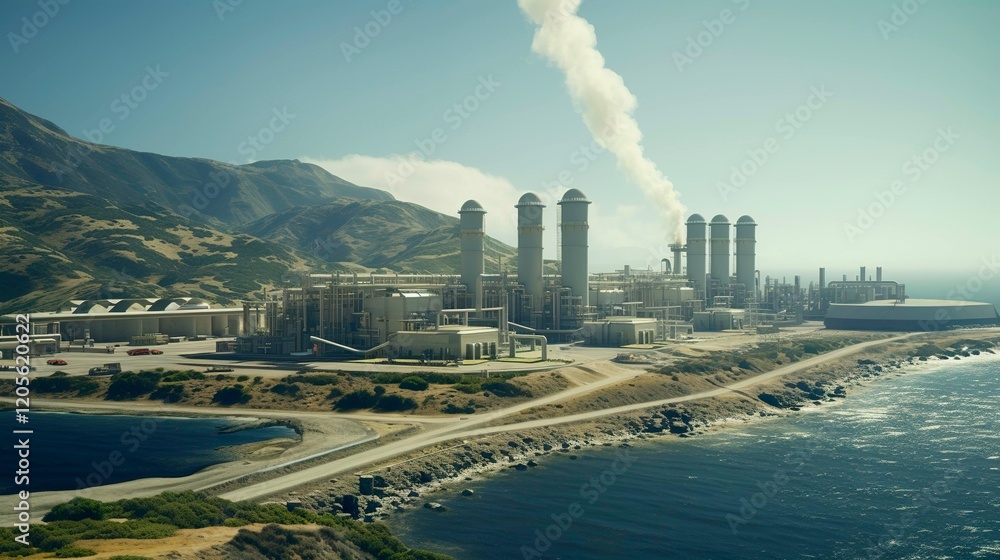 A photo of a wind-powered water desalination plant A photo of a wind-powered water desalination plant