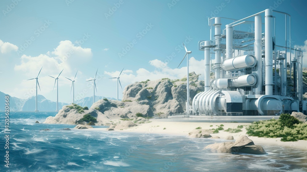 Obraz premium A photo of a wind-powered water desalination plant