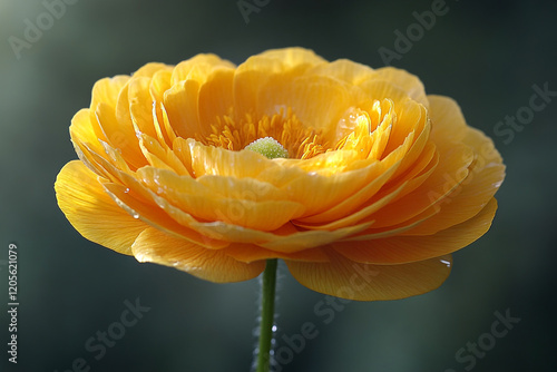 Wallpaper Mural A single radiant yellow ranunculus flower blooms beautifully Torontodigital.ca