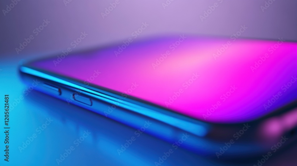Neon Smartphone: A Close-Up Abstract Neon Smartphone: A Close-Up Abstract