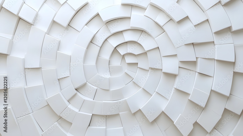Naklejka premium Spiral Pattern of White Geometric Blocks in Dynamic 3D