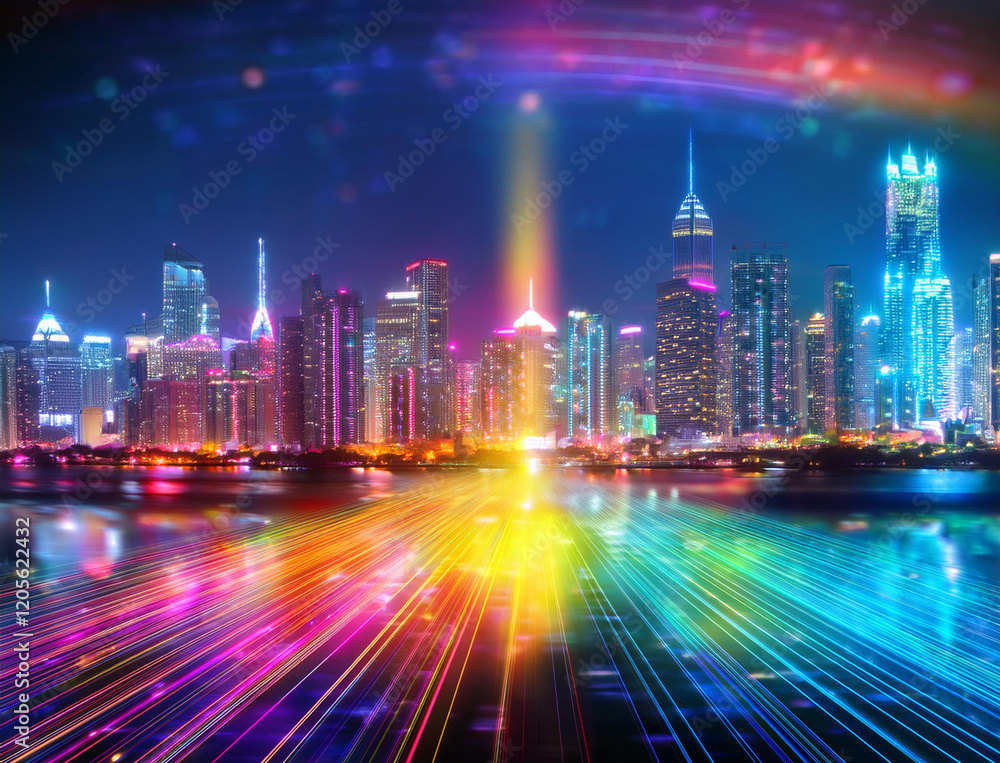 Obraz premium 都会の夜景 イルミネーション