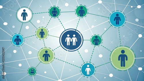 Interconnected Individuals Creating a Social Network Map