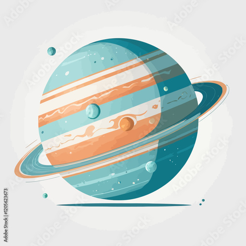 planet uranus. Vector 3d Realistic Space Planet on white background. Galaxy, Astronomy, Space Exploration Concept. Uranus Template Close Up