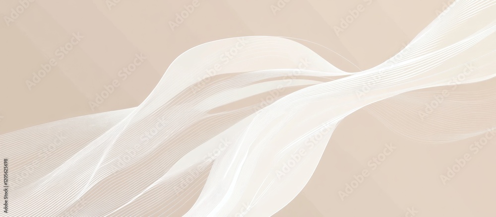 Fototapeta premium Elegant Taupe Gradient Background with Organic White Lines Waving Design