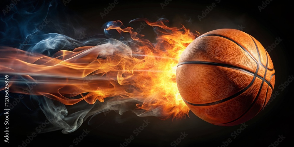 Dynamic Basketball in Motion with Flames and Smoke Dynamic Basketball in Motion with Flames and Smoke