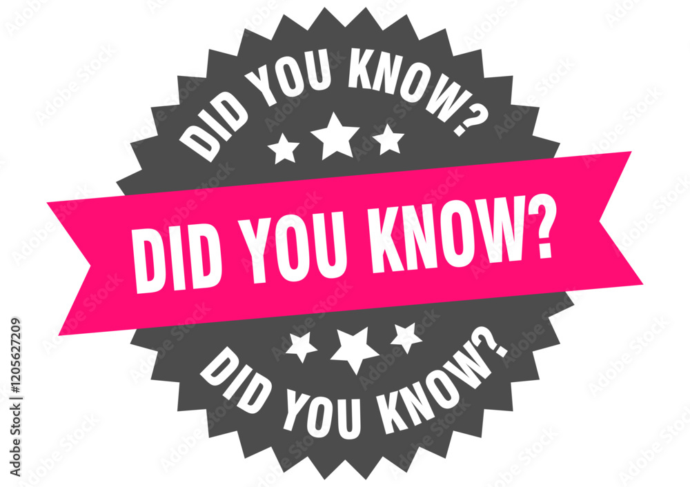 Fototapeta premium did you know. did you know round pink label isolated on transparent background