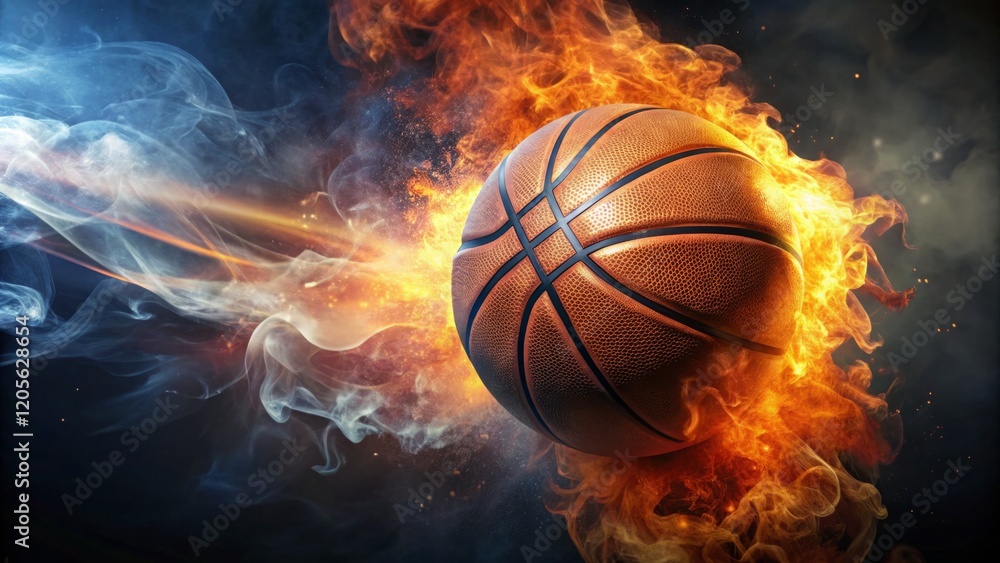 Dynamic Basketball in Flames with Smoke Effect Dynamic Basketball in Flames with Smoke Effect