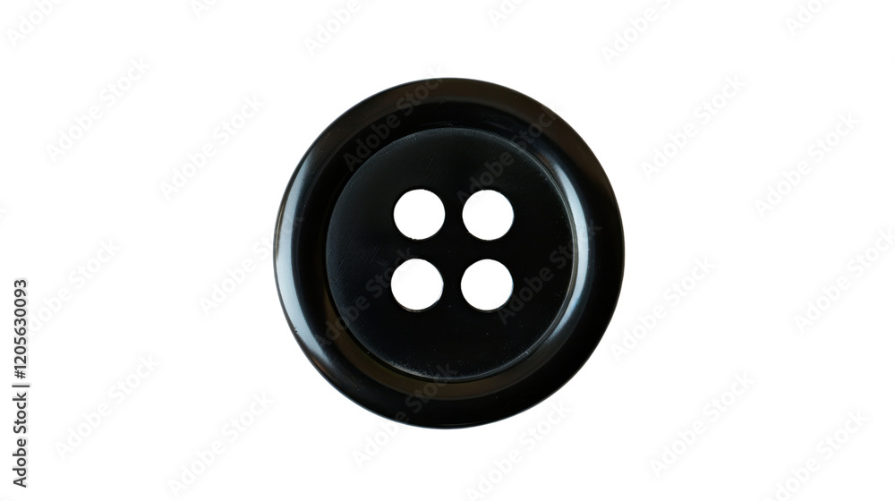 Black round four-hole button on transparent background Black round four-hole button on transparent background