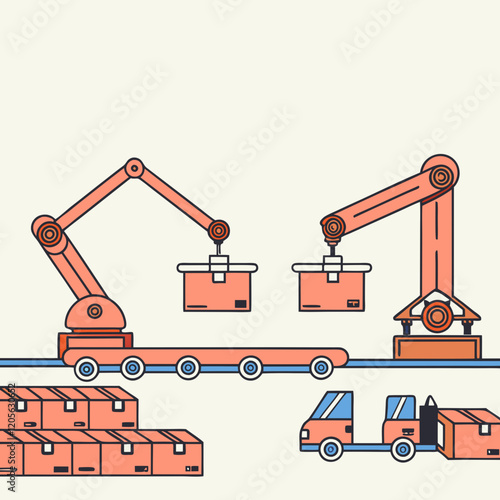 Automated Robotic Conveyor System for Industrial Packaging and Logistics Operations