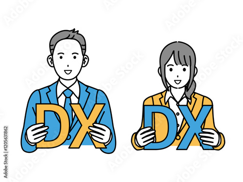 DX推進や取り組みをするイラスト