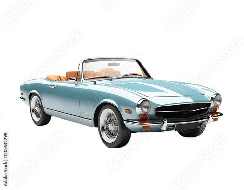 Classic Convertible Car Rendered on Transparent Background