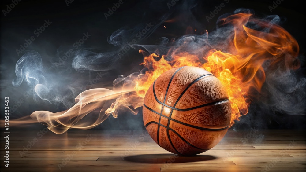 Basketball with Flames and Smoke Effect Basketball with Flames and Smoke Effect
