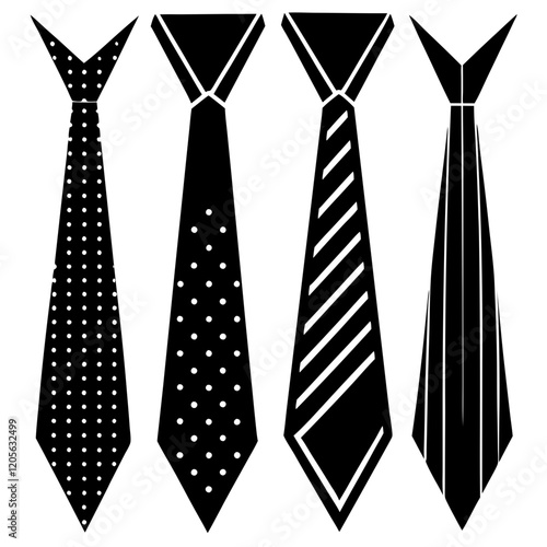 Set of ties isolated vector art  illustration