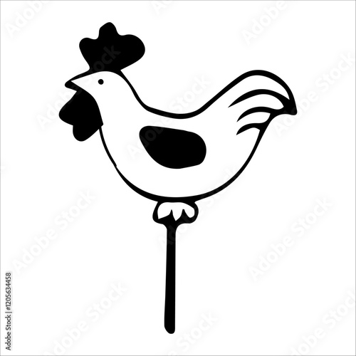 Doodle illustration of a cockerel on a stick. a traditional sweet on Shrovetide.