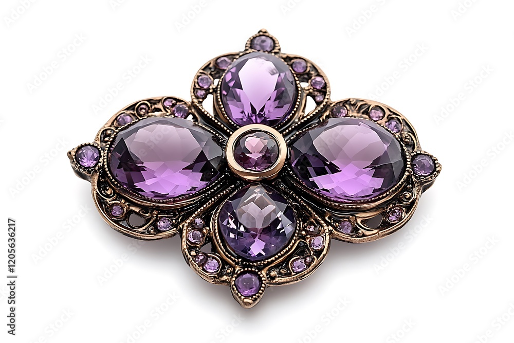 Exquisite Amethyst Brooch with Ornate Design Exquisite Amethyst Brooch with Ornate Design