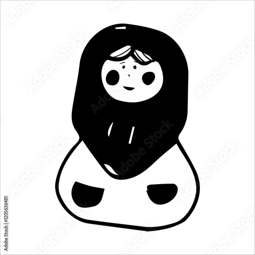 Doodle illustration of Russian folk doll matryoshka.