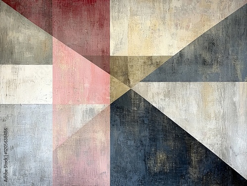 Abstract geometric composition with intersecting shapes and soft neutral tones.