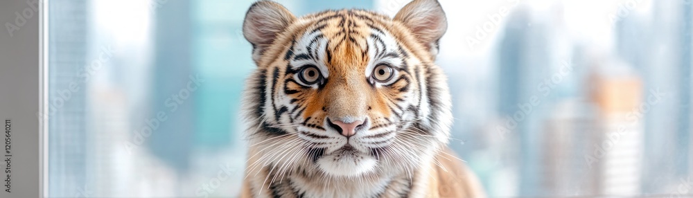 Fototapeta premium Close-up of a Tiger's Eye Vivid Details of Fur Texture, Striking Sharp Focus, Wild Essence Captured A Breathtaking Image Showcasing the Majestic Beauty and Intricate Markings of a Siberian Tiger
