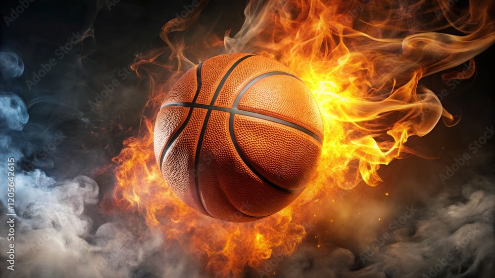 Fiery Basketball Igniting the Court Action Fiery Basketball Igniting the Court Action