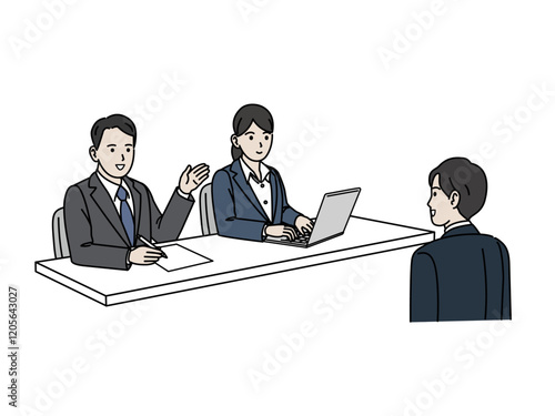 就職活動、面接を受ける男性のイラスト