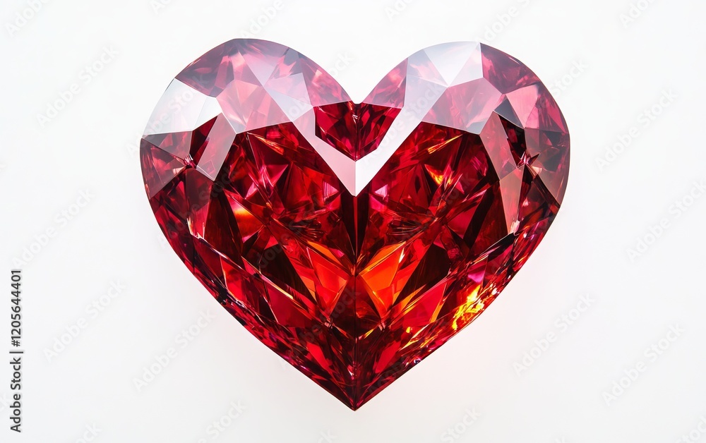 Heart kaleidoscope pattern on white background with sharp focus