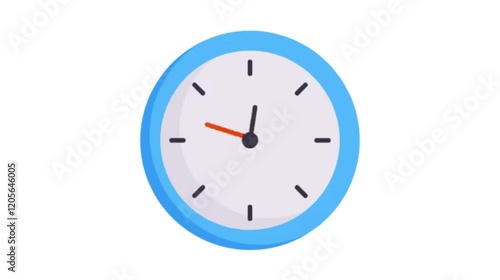 Simple Blue Clock: A minimalist design featuring a simple, round clock with a light blue border and black hour markers on a white face, indicating a specific time.