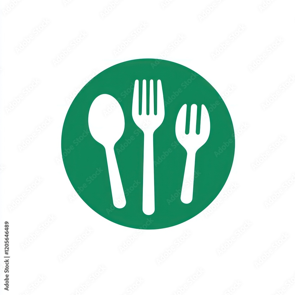 Restaurant cutlery, simple green icon, food service Restaurant cutlery, simple green icon, food service