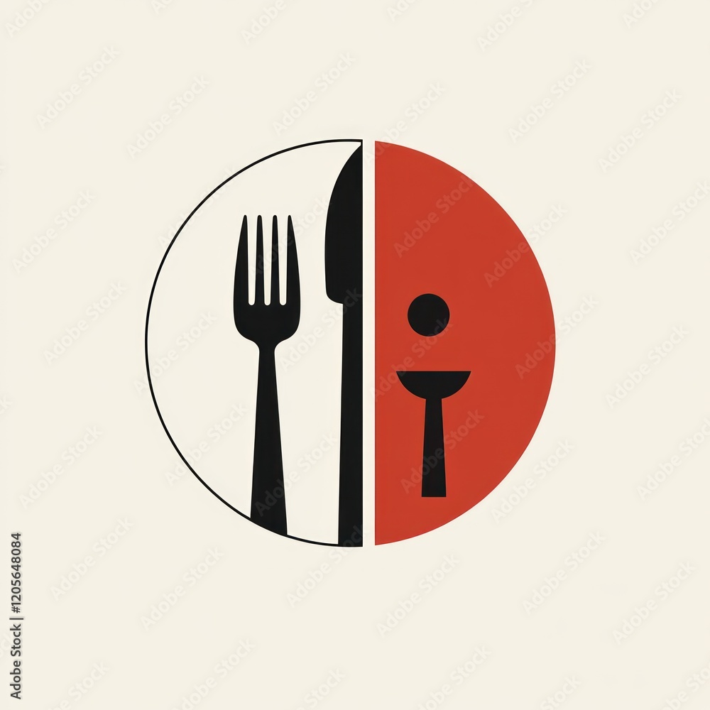 Dinnerware, fork, knife, spoon, restaurant, red, white, minimalist, graphic, menu design Dinnerware, fork, knife, spoon, restaurant, red, white, minimalist, graphic, menu design