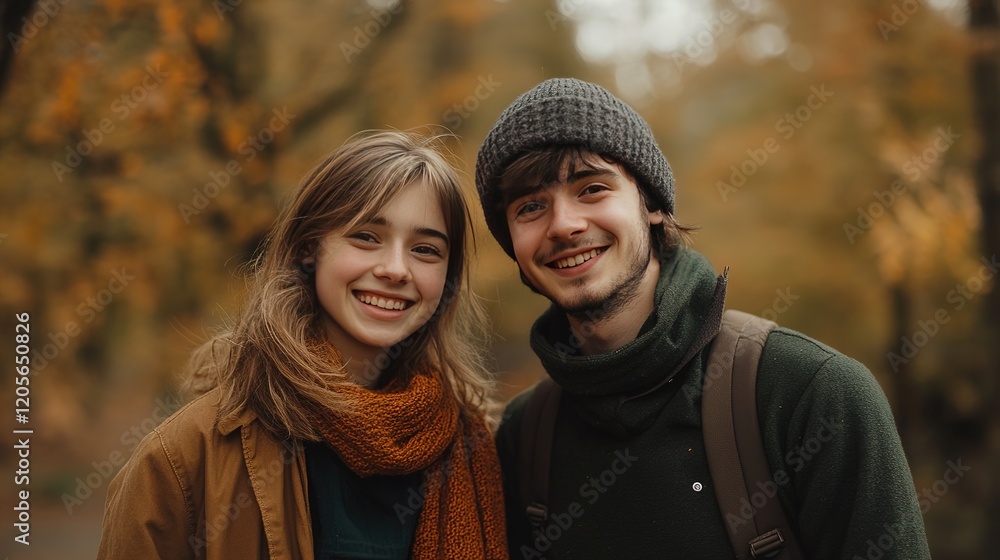 couple in autumn park couple in autumn park