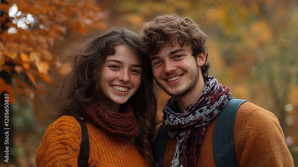 Fototapeta premium couple in autumn park