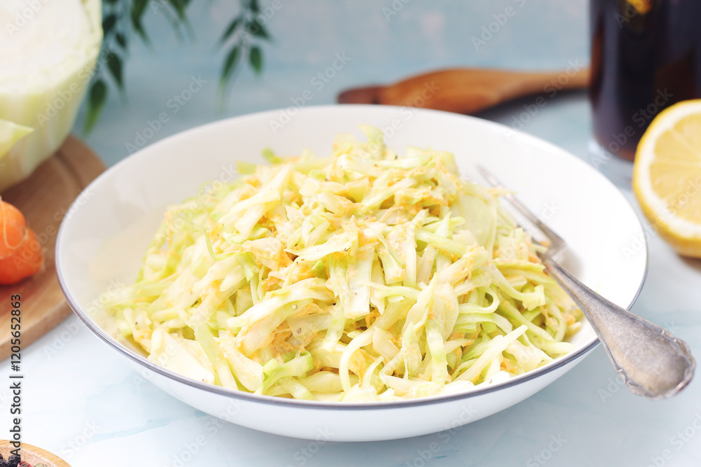 A bowl with coleslow salad A bowl with coleslow salad