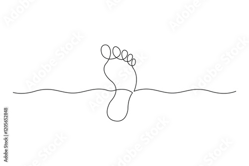 Foot sole continuous one line drawing of Isolated outline vector design black white background