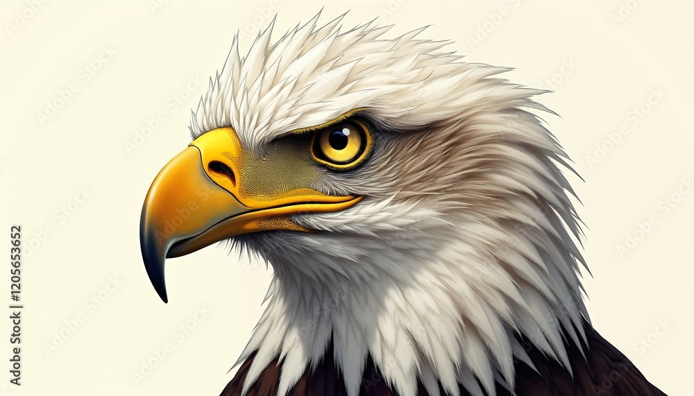Fototapeta premium Majestic Bald Eagle Portrait: A Close-Up Digital Painting of a North American Eagle
