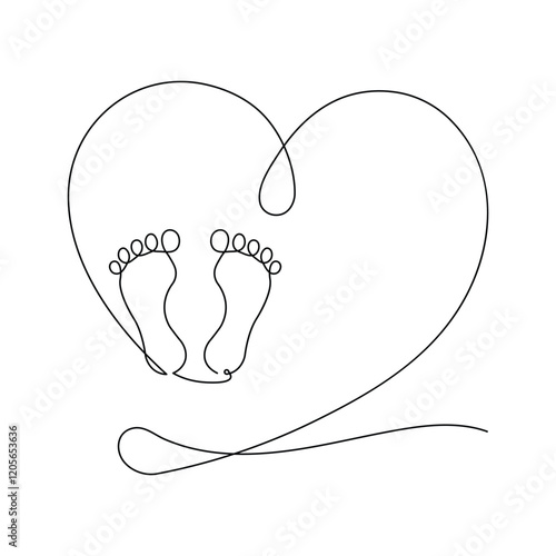 Continuous one line Foot sole drawing of minimalist outline vector icon