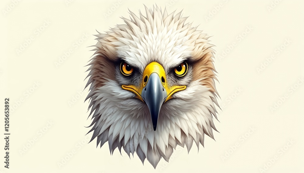 Fototapeta premium Majestic Eagle Head Portrait: A Close-Up Digital Art Illustration of a Powerful Bird of Prey