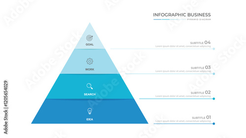 Business pyramid diagram infographic design 4 steps on white background