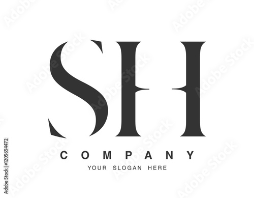 SH logo design. Initial letter s and h serif font style. Creative classic company name typography. Trendy logotype or identity.