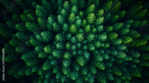 Aerial View of a Dense Evergreen Forest.ll photo