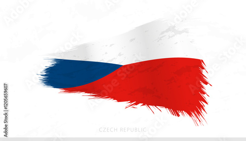 Czech Republic National Flag with Textured Brush Strokes.
