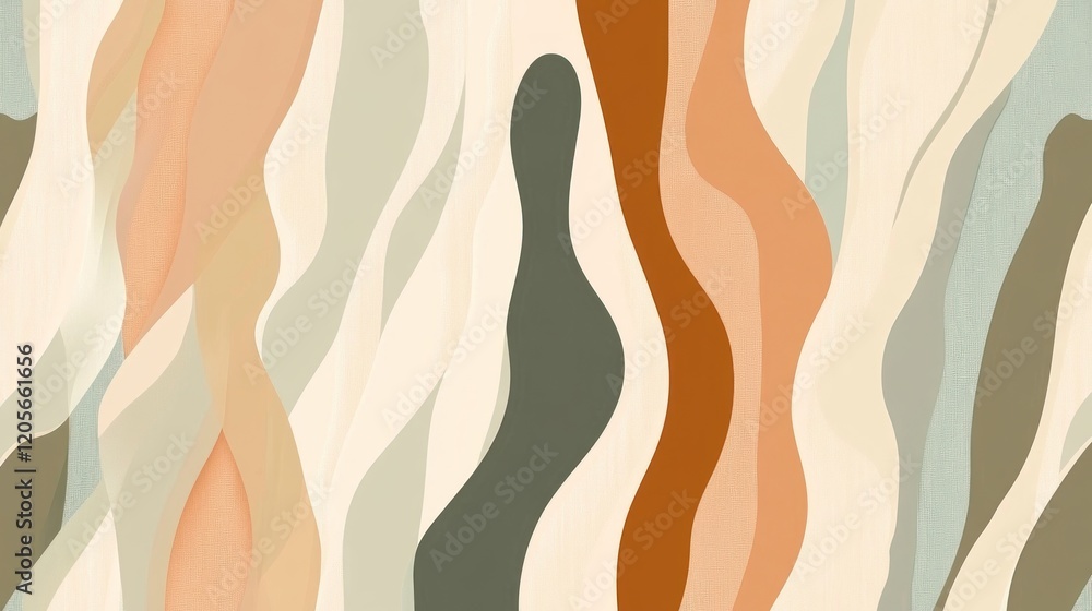 Abstract seamless pattern with flowing organic shapes in a muted color palette Abstract seamless pattern with flowing organic shapes in a muted color palette