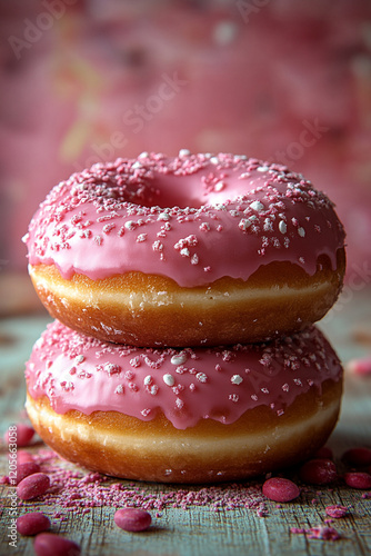 Wallpaper Mural Two Pink Donuts Topped With Sprinkles Torontodigital.ca