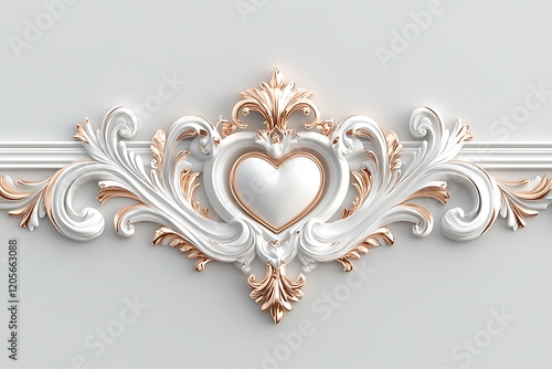 Ornate White Wall Decor with a Heart Design photo