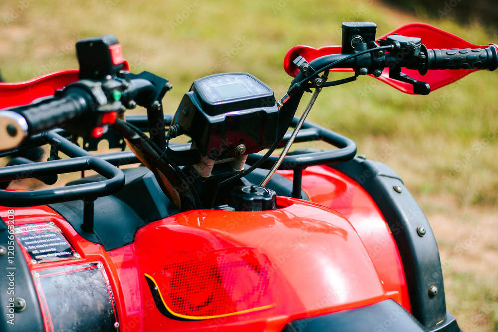 Closeup of ATV bike in the countryside of India. Closeup of ATV bike in the countryside of India.