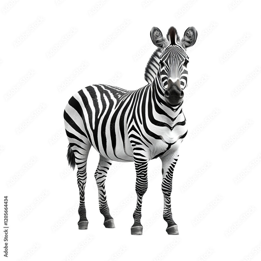 Obraz premium Zebra Isolated on Transparent Background Displaying Stripes
